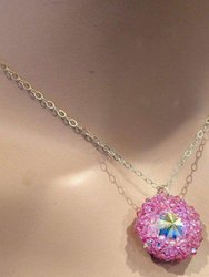 Pink Beaded Super Sparkly  Rivoli Crystal Necklace