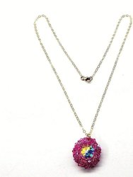 Pink Beaded Super Sparkly  Rivoli Crystal Necklace