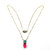 Pink Gemstone Drop and Turquoise Crystal 14 K Gold Filled Necklace