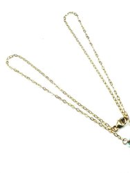 Pink Gemstone Drop and Turquoise Crystal 14 K Gold Filled Necklace - Multi