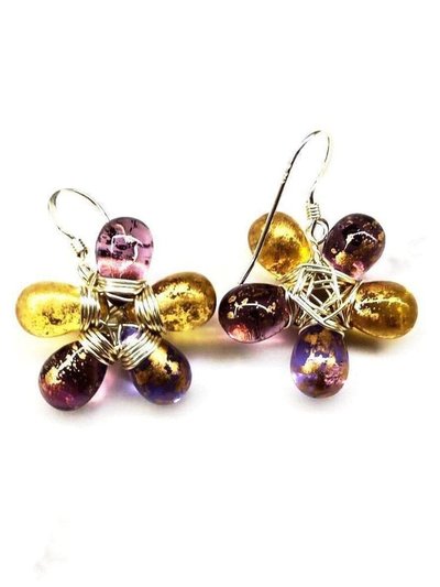 Alexa Martha Designs Purple and Yellow Flower Sterling Silver Earrings product