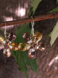 Purple and Yellow Flower Sterling Silver Earrings