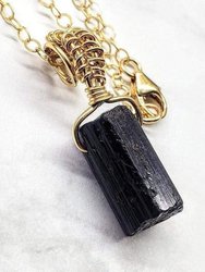 Raw Black Tourmaline Gemstone Necklace