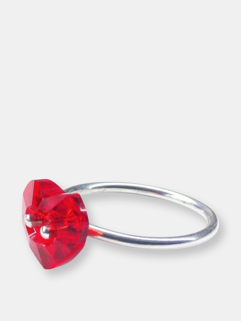 Red Swarovski Crystal Heart Bling Ring