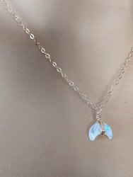 Rose Gold Wire Wrapped Crescent Moonstone Necklace - Multi