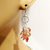 Rose Peach Crystal Sterling Silver Cluster Earrings