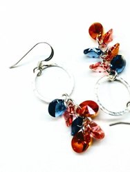 Silver Circle Multi Color Crystal Drop Dangle Earrings