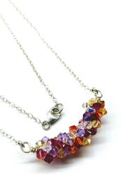 Silver Multi Color Spring Blossom Crystal Necklace