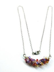 Silver Multi Color Spring Blossom Crystal Necklace