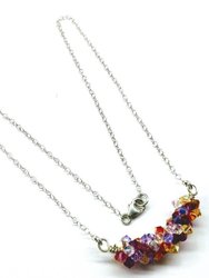 Silver Multi Color Spring Blossom Crystal Necklace - Silver Multi