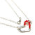 Silver Red Crystal Hammered Heart Necklace