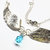 Silver Sculpted Angel Wings Crystal Drop Necklace