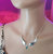 Silver Sculpted Angel Wings Crystal Drop Necklace