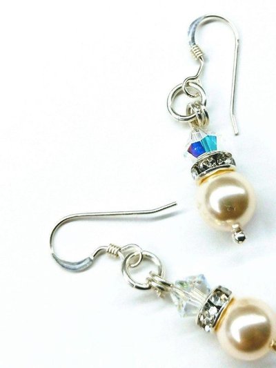 Alexa Martha Designs Silver Short Swarovski Crystal Pearl Stack  Earrings product