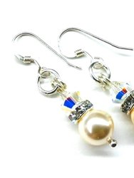 Silver Short Swarovski Crystal Pearl Stack  Earrings
