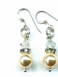 Silver Short Swarovski Crystal Pearl Stack  Earrings