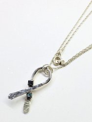 Silver Suicide Prevention Awareness Ribbon Necklace with Purple and Teal  Crystals