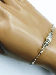 Silver Swarovski Crystal Pearl Bar Bridal Bracelet