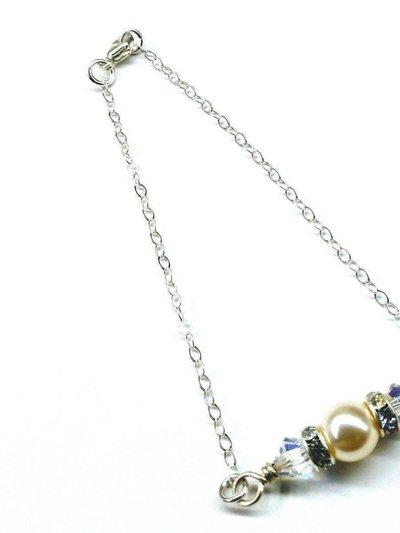 Alexa Martha Designs Silver Swarovski Crystal Pearl Bar Bridal Bracelet product