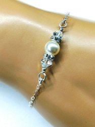 Silver Swarovski Crystal Pearl Bar Bridal Bracelet