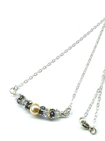 Alexa Martha Designs Silver Swarovski Crystal Pearl Bar Bridal Necklace product