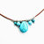 Silver Turquoise Drop Bead Charm Leather Necklace