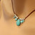 Silver Turquoise Drop Bead Charm Leather Necklace