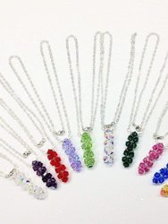 Silver Vertical Beaded Crystal Bar Necklace