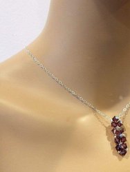 Silver Vertical Beaded Crystal Bar Necklace