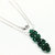 Silver Vertical Beaded Crystal Bar Necklace - Dark Green