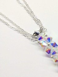 Silver Vertical Beaded Crystal Bar Necklace - Super Sparkly