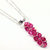 Silver Vertical Beaded Crystal Bar Necklace - Pink
