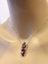 Silver Vertical Beaded Crystal Bar Necklace