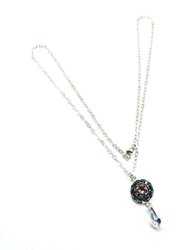 Silver Vintage Style Black Rose Crystal Rhinestone Necklace - Silver Multi