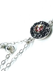 Silver Vintage Style Black Rose Crystal Rhinestone Necklace