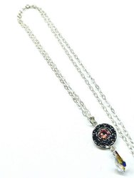 Silver Vintage Style Black Rose Crystal Rhinestone Necklace