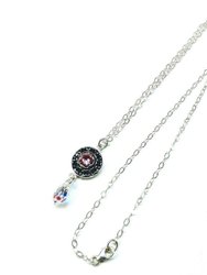 Silver Vintage Style Black Rose Crystal Rhinestone Necklace