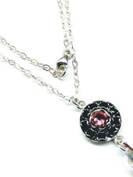 Silver Vintage Style Black Rose Crystal Rhinestone Necklace