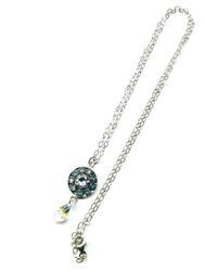 Silver Vintage Style Blue Opal Crystal Drop Rhinestone Necklace