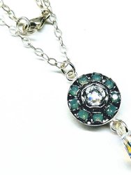 Silver Vintage Style Blue Opal Crystal Drop Rhinestone Necklace