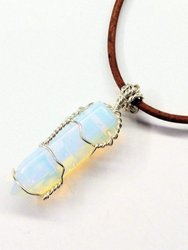 Silver Wire Wrapped Encased Gemstone Crystal Point Pendant