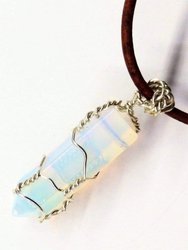 Silver Wire Wrapped Encased Gemstone Crystal Point Pendant