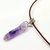 Silver Wrapped Light Amethyst Gemstone Point Leather Necklace