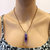 Silver Wrapped Purple Dyed Crackle Agate Point Leather Necklace