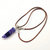 Silver Wrapped Purple Dyed Crackle Agate Point Leather Necklace