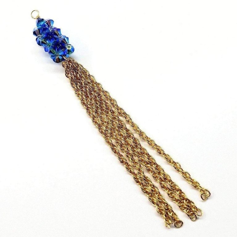 Sparkly Crystal Barrel Gold Filled Tassel Necklace in Selected Colors - Purple