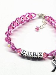 Sparkly Pink Breast Cancer Awareness Bracelet - Pink