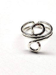 Sterling Silver Adjustable Wire Wrap Finger Toe Ring - Silver