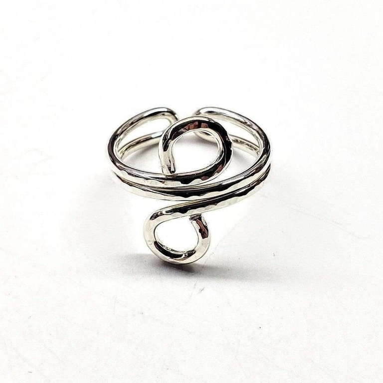 Sterling Silver Adjustable Wire Wrap Finger Toe Ring - Silver