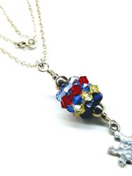 Sterling Silver Autism Awareness Crystal Barrel Necklace